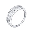 China Professional Custom Jewelry 18k White Gold 3 Rows Baguettes Diamond Engagement Ring For Women