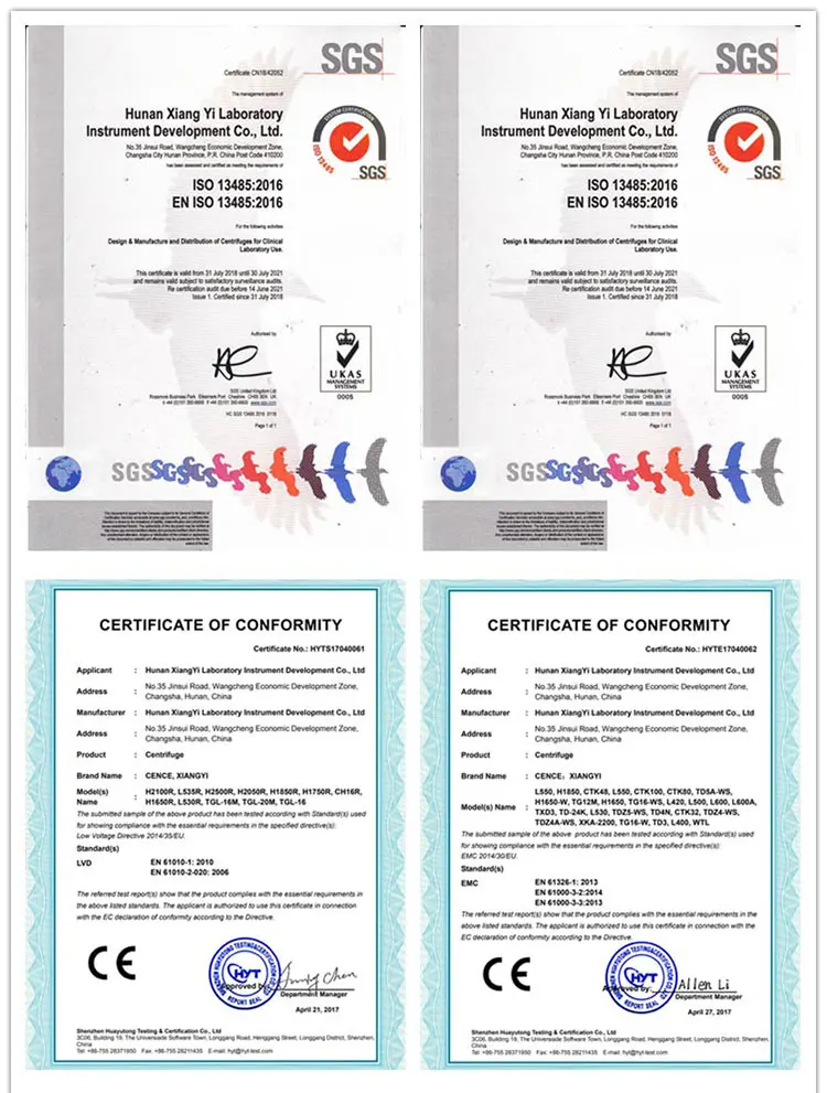 L550 Cence Laboratory Centrifuge Machine 5310xg Max RCF 4x500ml Capacity Low Noise <65dB(A) Tabletop Low Speed Centrifuge