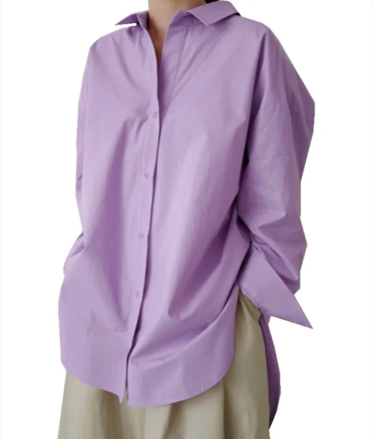 Fashion Denim Blue Shirts Women's Asymmetrical Blouse Casual Long Sleeve Blusas Female Button Down Tunic Loose Top details