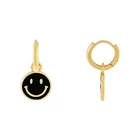 Earrings Hoop Earrings Hoop Gemnel 925 Silver Pink Charm Smile Enamel Hoop Designer Earrings Jewelry