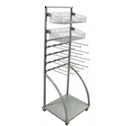 Wire Rack Free Standing Wire Basket Metal Hook Hanging Display Rack