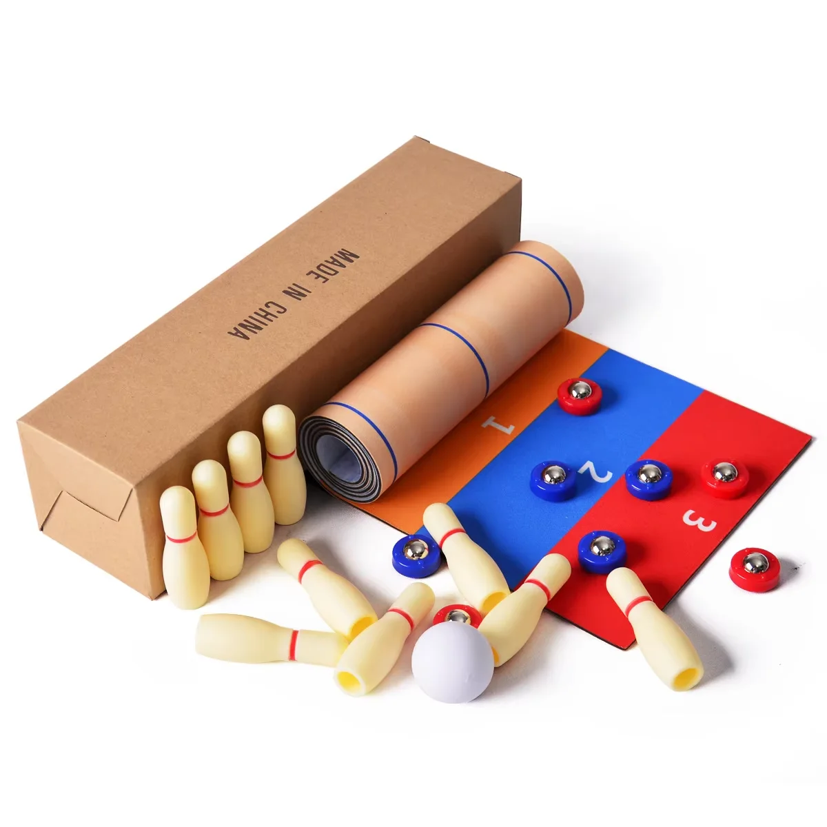 Portable Mini Tabletop Games for Family School Shuffleboard Table 3 in 1Curling Game and Bowling Set