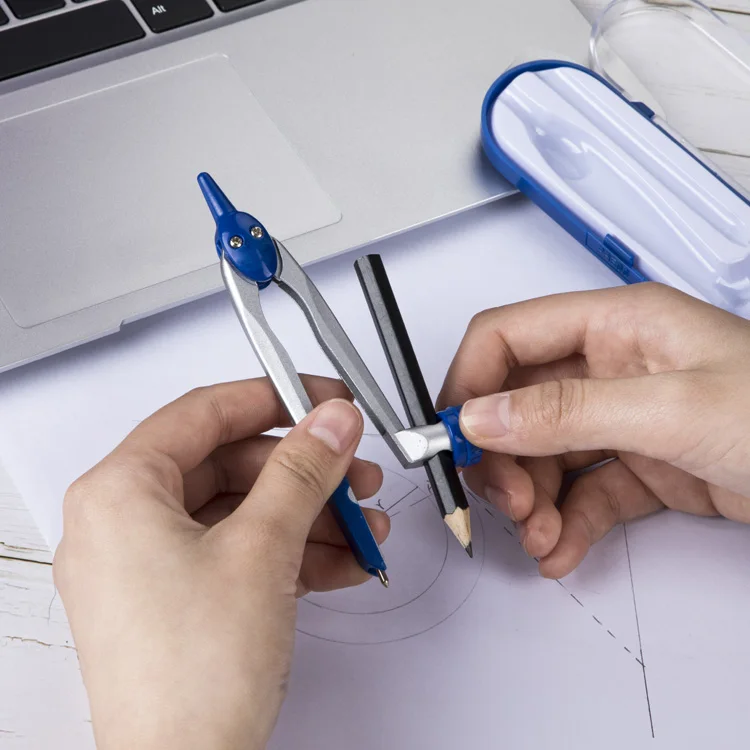 China Factory Low Price High Quality Metal Math Compasses Set With One Pencil in Plastic case