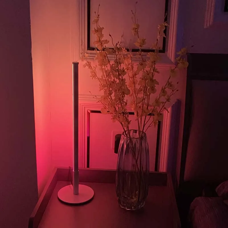 wholesale modern simple aluminum round base bedside led rgb dimmable  minimalist desk lamps home decor vertical table lamp