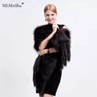 Fur Shawl With Hand Knitting Women Long Fluffy Luxury Real Fox Fur Shawl With Tassels