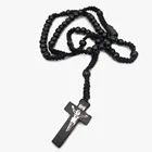 Rosary Cross Woodcross Catholic Rosary Necklace Wooden Bead Handmade Cross Necklace Religious Jewelry