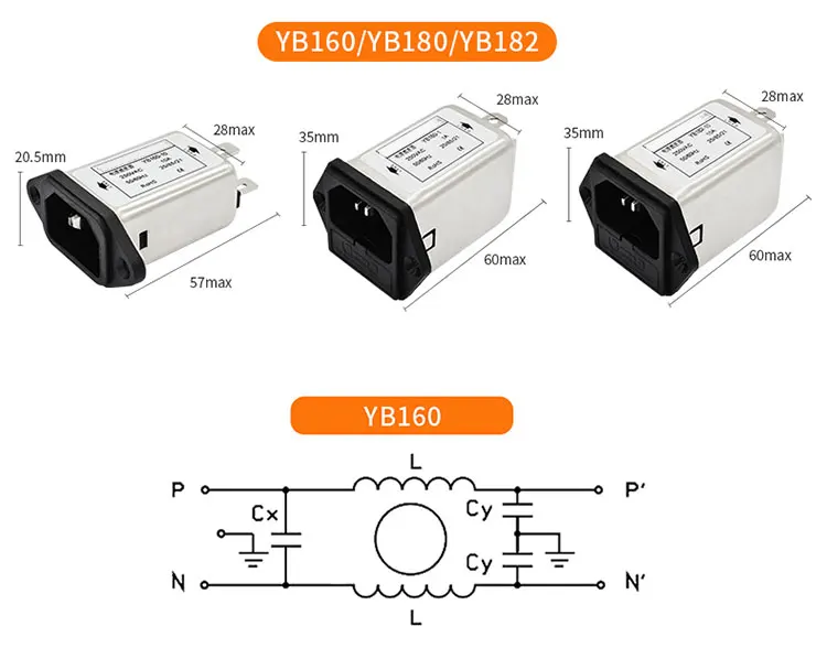 AC 250V IEC Socket EMI Filter RFI (LC RC Networks) Suppressor Power Line Noise 1A 3A 6A 10A for Power Supply supplier