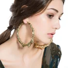 Large Earrings Gold Tone Large Trendy Earrings Baroque Personality Bamboo Hoop Earrings For Women