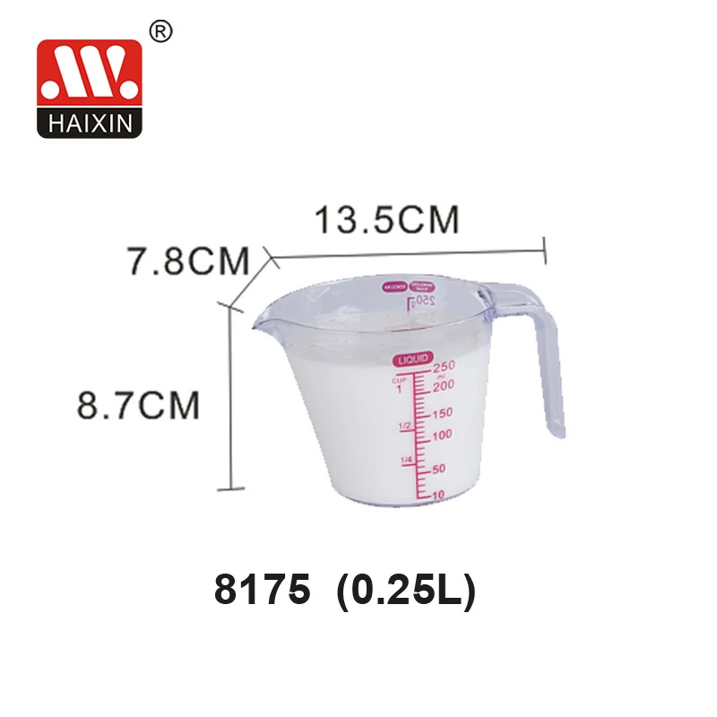 haixing food grade transparent plastic Measuring cup #8175 250ml