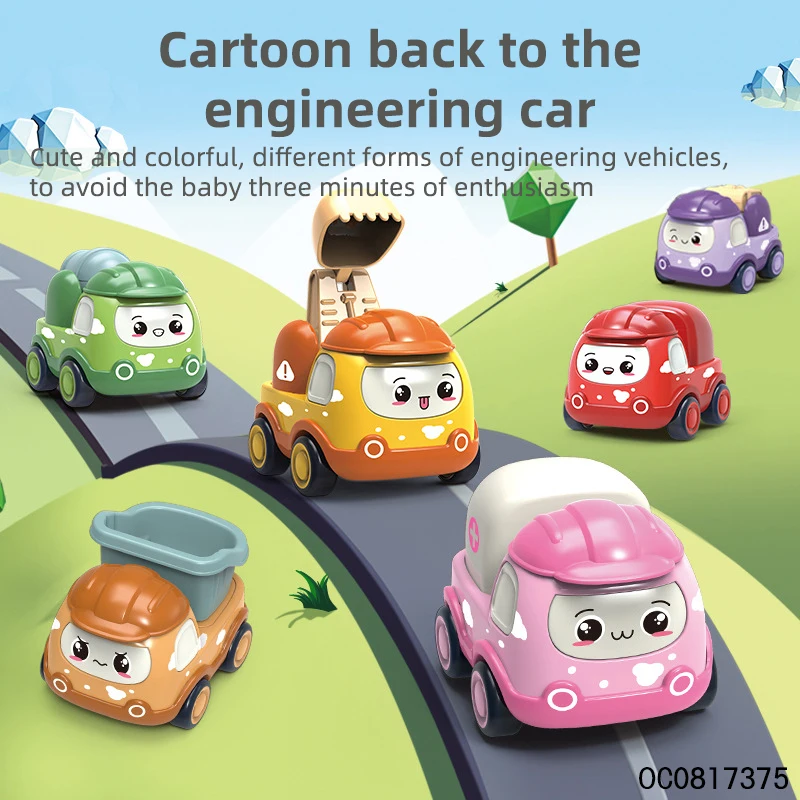 6 pcs little engineer toy set pretend play children kids small pull back cars