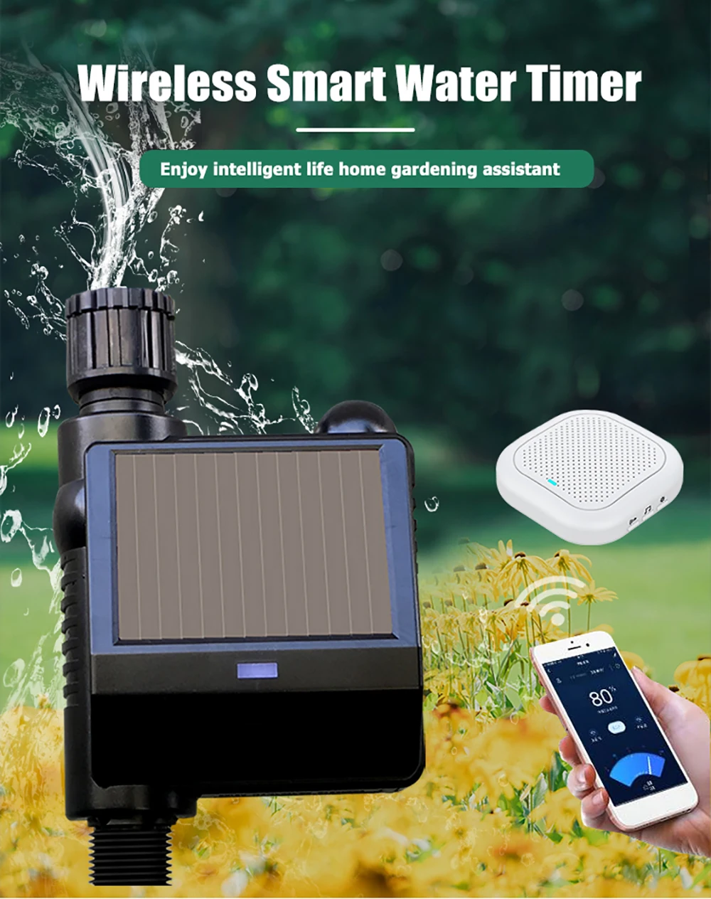 Tuya Zigbee Smart Solar Powered Smart Water Timer Valve Sprinkler