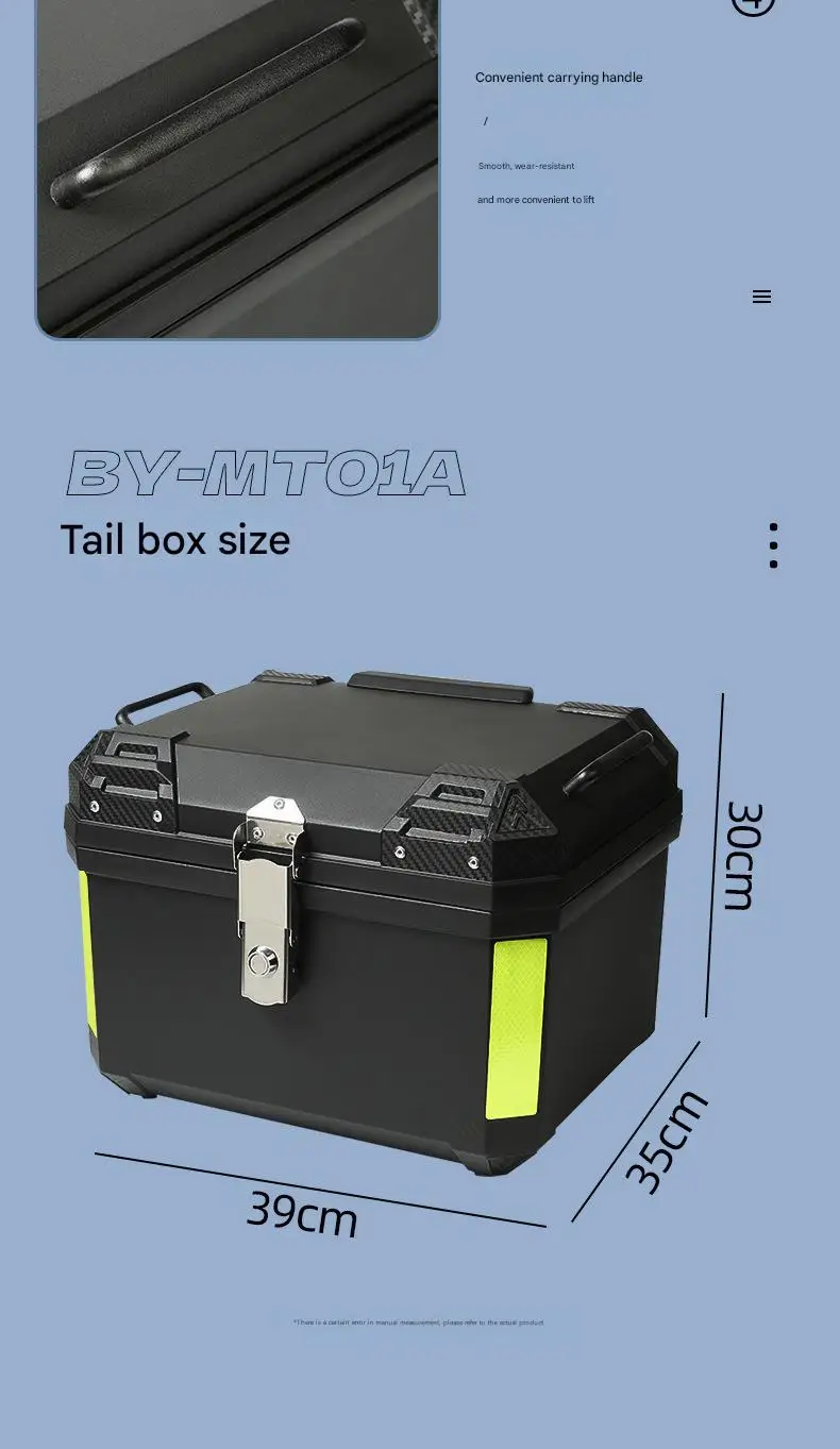 Motorcycle Tail Box Heavy Duty Universal Motorbike Tail Box  with Bracket Base Plate Waterproof Motorcycle Top Box