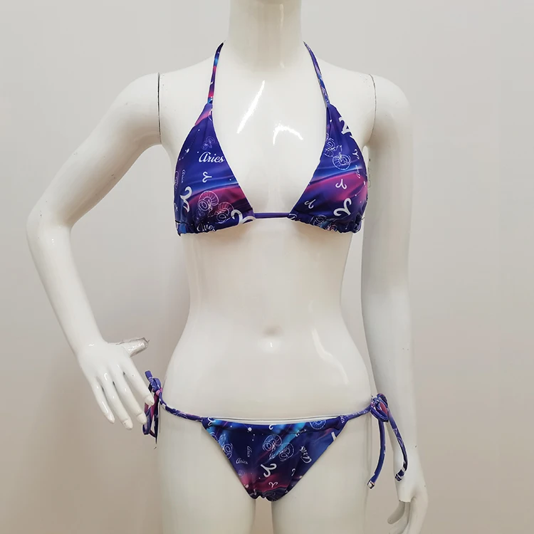 Custom Metallic Shiny Sexy Glitter String Bikini Beachwear Solid Color