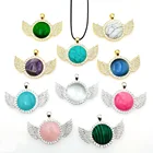 Pendant Diamond Natural Stone Alloy Pendant With Diamond Angel Wings Crystal Stone Pendant