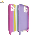 Cover Iphone Phone Cover Crossbody Silicone Lanyard Water Transfer Rainbow Phone Case For IPhone 12 Pro
