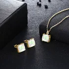 Gemstone 925 Silver Colors Gemstone Square 925 Sterling Silver Earrings And Necklace Sets