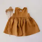 Quality products cotton linen vest skirt girls birthday party set summer set girl' clothing dress sets dress
