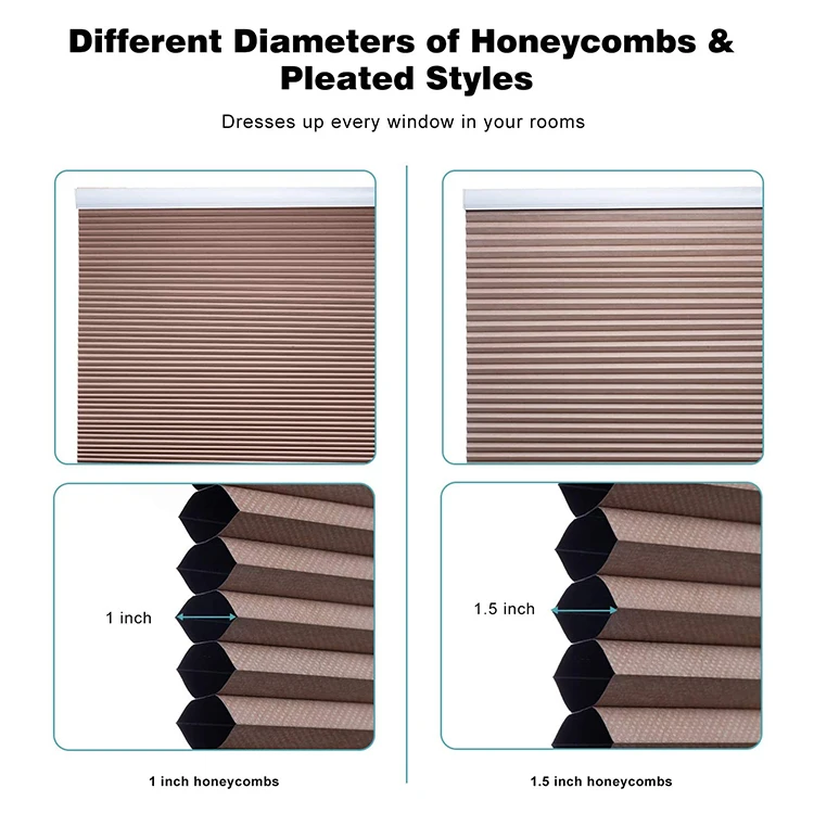 Living Room Curtains Honeycomb Cordless Pleated Cellular Fabric Shades