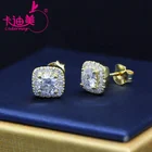 Yellow Earring Cadermay Fashion Jewelry 14k/18k Yellow Gold Round Brilliant Cut Moissanite Earring