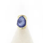 Gold Plated Ring Gemstonegemstone Resizable Handmade Natural Purple Agate Druzy Adjustable Gold Plated Ring