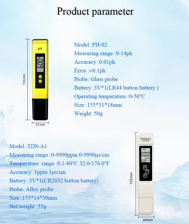 Digital Ph And Tds Meter Combo High Accuracy Ph Meter Tds Ec Tester