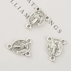Silver 3 Hole Antique Silver Plating Retro Rosary Centerpiece Fatima Rosary Center Religious Medal