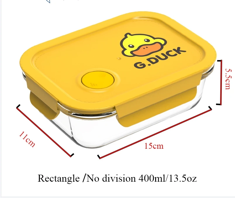 3pcs New design G-duck fashion style high borosilicate glass crisper box lunch box microwave oven set