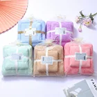 Towel High Quality Soft Coral Fleece Bath Towel And Hair-drying Turban Towel Set