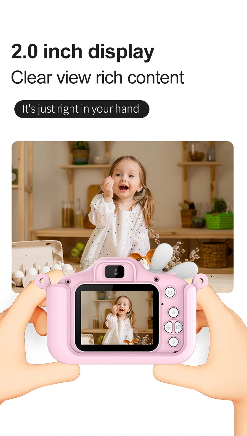 儿童相机1080p高清儿童数码摄像机内置游戏可爱卡通迷你相机礼品玩具