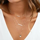 Beads Elegant Women Pearl Color Beads Bar Round Pendant Necklace Sets Multi Layer Jewelry
