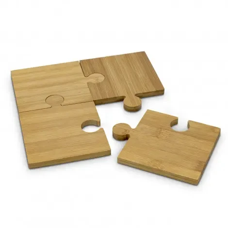 Best-selling Kitchen Accessories Versatile New Design 4Pcs Bamboo Puzzle Drink Coaster Wooden Cup Mat