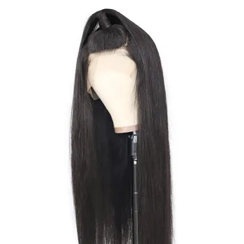 Luxury Shy Hair Yaki Straight Lace Wigs 8-40 Straight Raw Indian Hair Bundles Kinky Straight I Tip Human Hair Extension