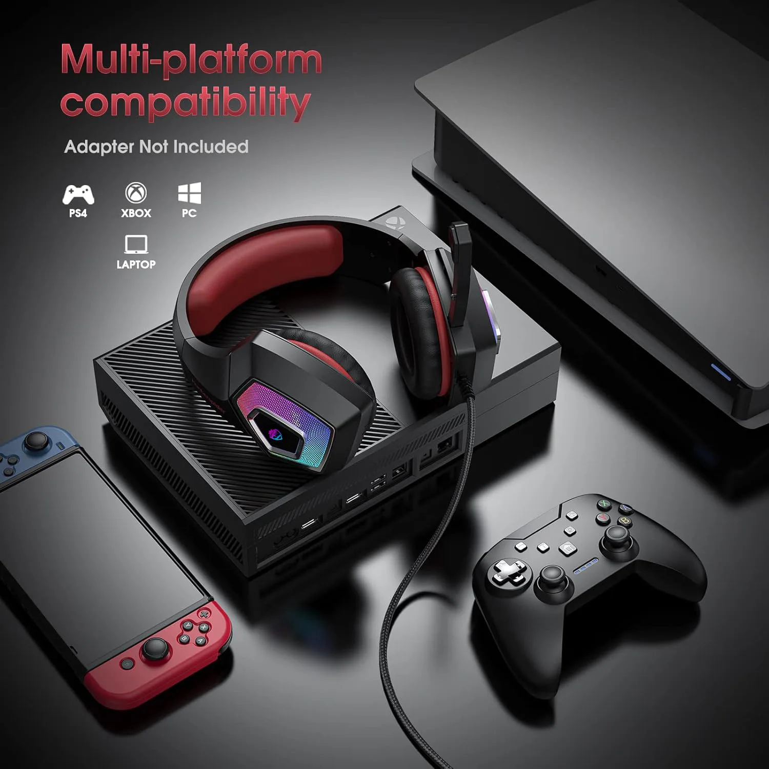 Cross-border V1 Headset Game Headset RGB Colorful Wired Headset Subwoofer Headset PS4 E-sports Eat Chicken