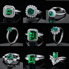 Emerald Emerald Emerald Rings Factory Wholesale Lab Grown Emerald Stone 925 Sterling Silver Engagement Ring