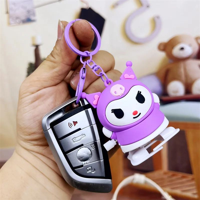 manufacturer 3D pvc plastic kids cute cartoon designer car key chain ring gift creative wind up melody toy keyring keychain
