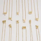 Gold Charm Female 18K Gold Plated Choker Chain Elegant Astrology Sign Pendants Charm 12 Zodiac Necklaces