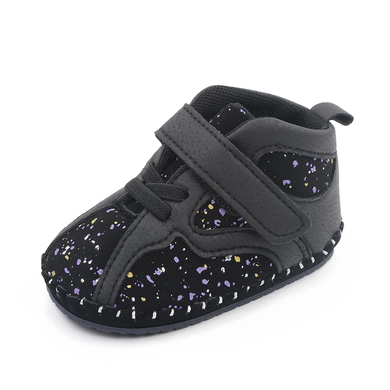 Colorful Little Graffiti Baby High-top Wear-resistant Soft-soled Non-slip Toddler Shoes supplier