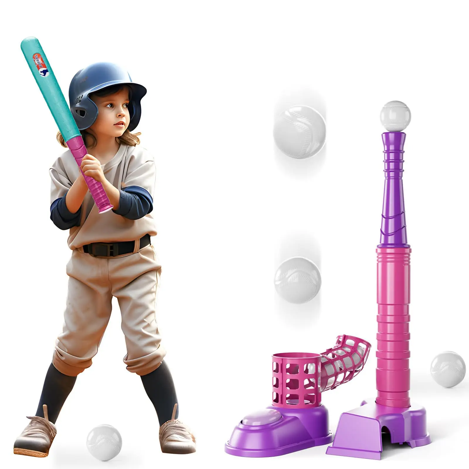 Children's Two-in-One Baseball Training Set Indoor and Outdoor Sports Toys with Catapult Device