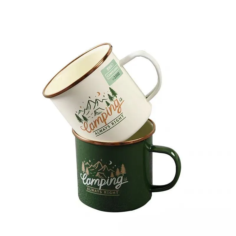 Sublimation Enamel Metaltype Camp Mug Steel Printed Custom Logo Printing Camping Minimalist Mugs Camping Cup Coffee Mugs