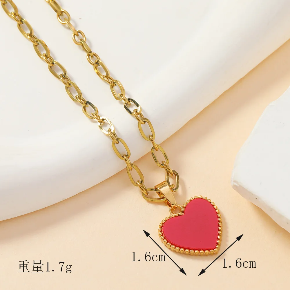 Classic Refined Elegant Women Drop Oil LOVE Love Pendant Necklace Handmade DIY Jewelry Accessories 5