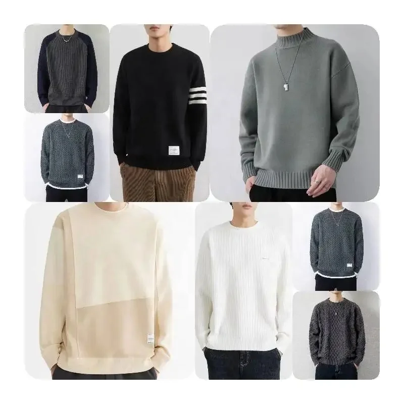 Men's simulated crew neck shirt long sleeve basic turtle neck undershirt lightweight hot pullover sweater