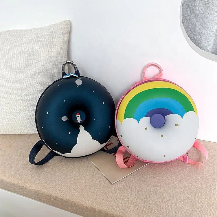 Amiqi QC401-04 Hot Children Cute Donut Rainbow Backpack Kids Kindergarten School Book Bag 3D Cartoon Casual Students Backpack