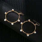 Gold Earrings Fashion 18k Gold Pearl Hoop Earrings Large Brass Hoop Earrings Jewelry For Women