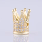 Gold Beads Bead Men Women Bracelet Gold Crown Beads AAA Zircon Crown Charm Spacer Bead For Jewelry Making