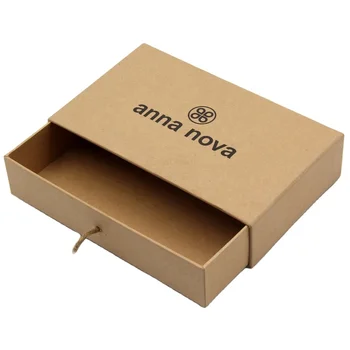 wholesale slide open luxury jewelry gift small brown kraft paper packaging box