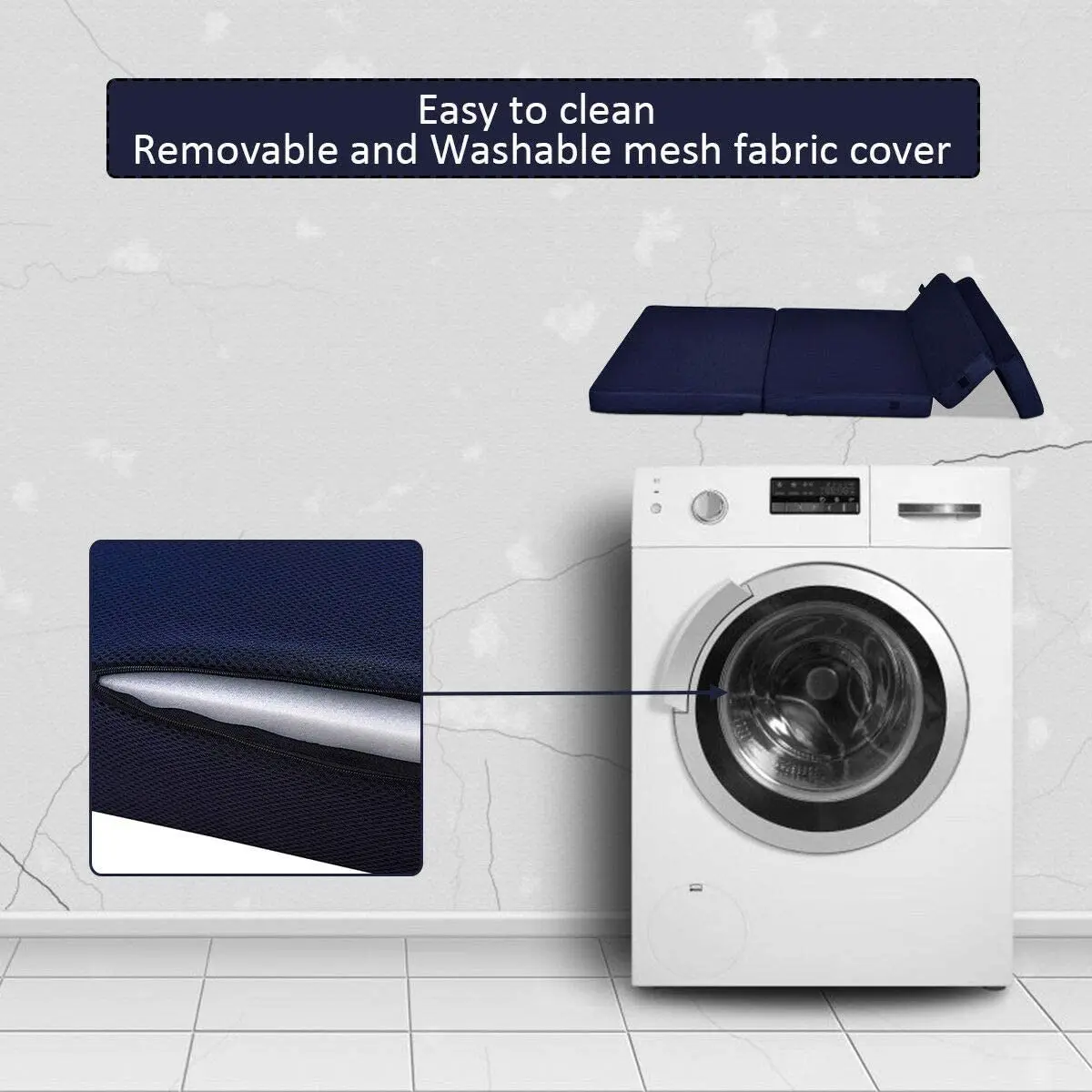 4 Folding Mattress Topper Pressure Relief  Multiple Shaped 3D Mesh Fabric Machine Washable Topper