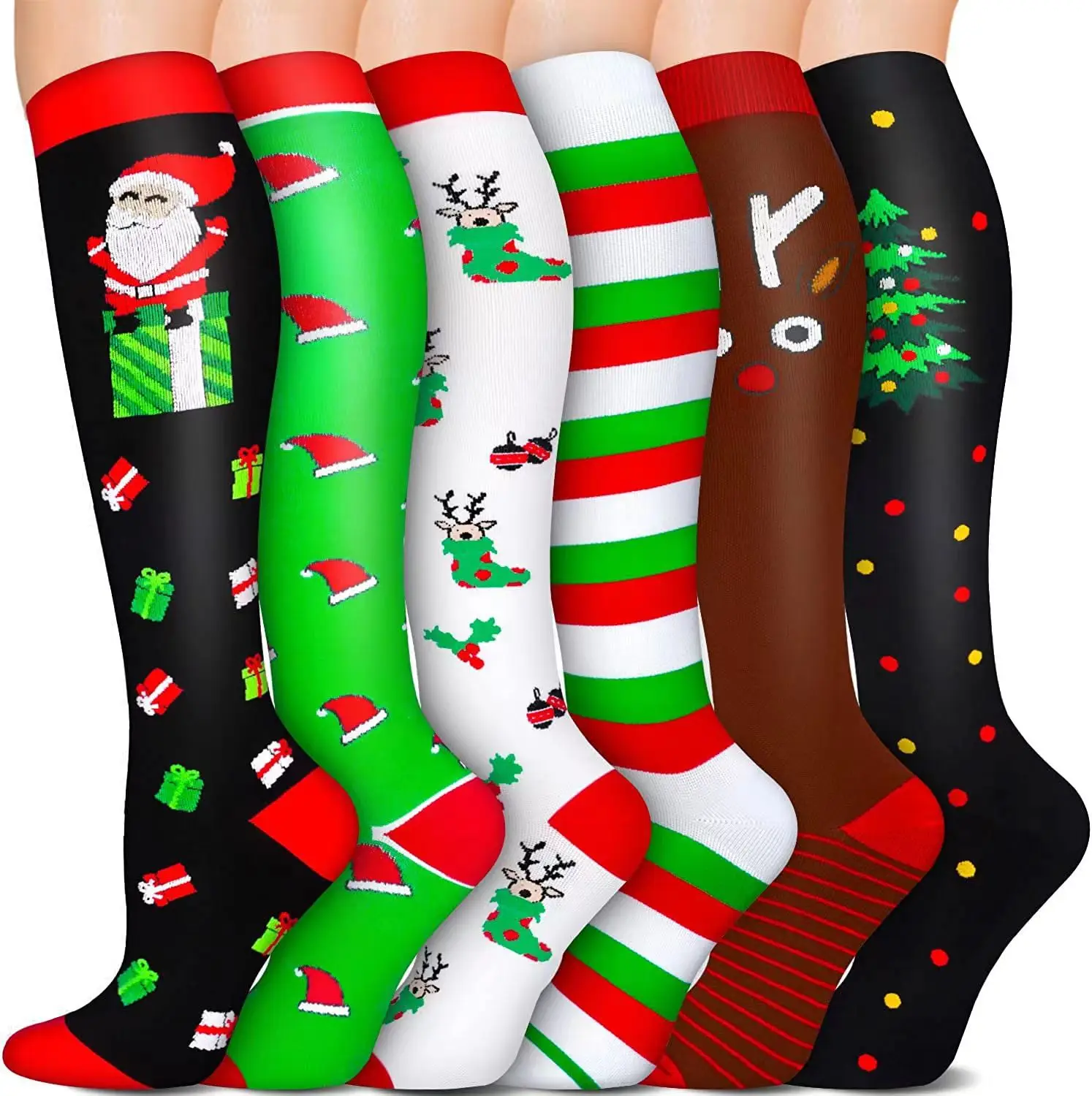 Happy Colorful Style Medical Compression Socks Stockings for Men Women Holiday Gift Sports Christmas Compression Socks