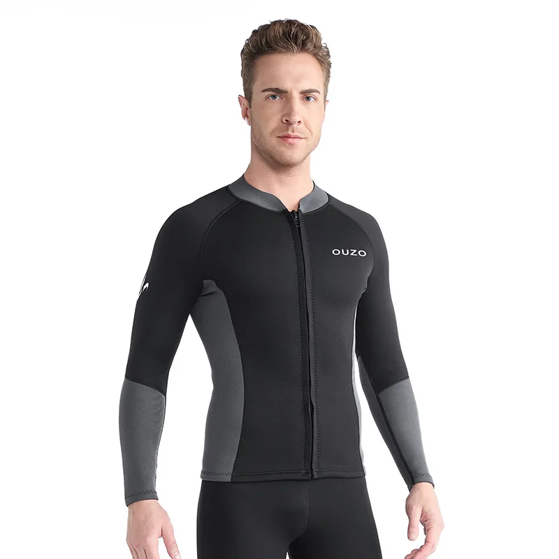 1.5mm Front Zip Neoprene Snorkeling Swim Suit Diving Wetsuit Jacket Surfing Split Top