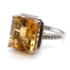 Pave setting yellow topaz silver fashion wedding rings