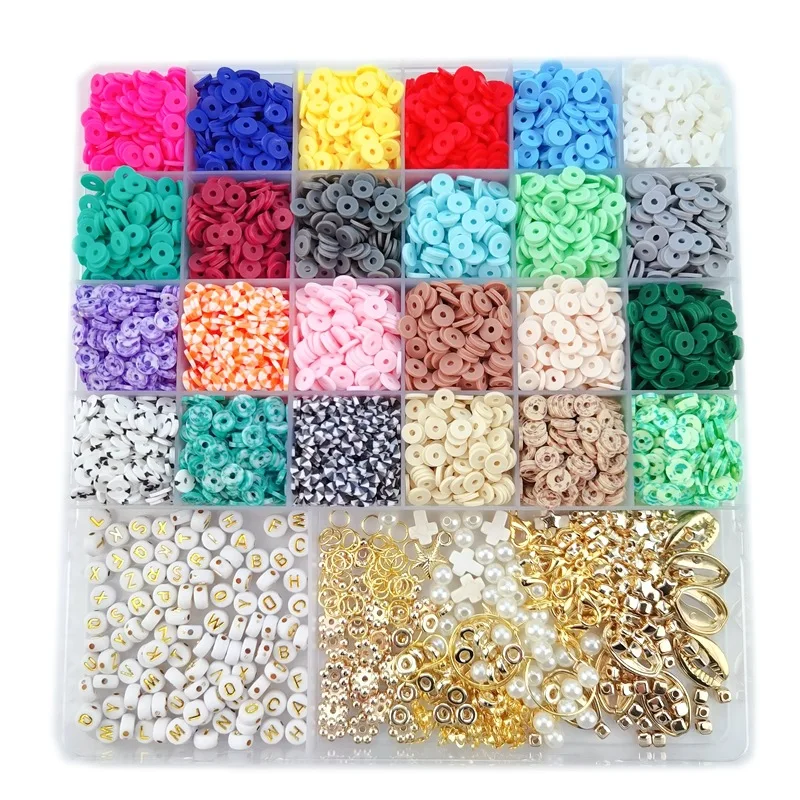 Wholesale Clay Beads Flat Round Letter Beads For Bracelet Making Diy Hand Craft Heishi Beads